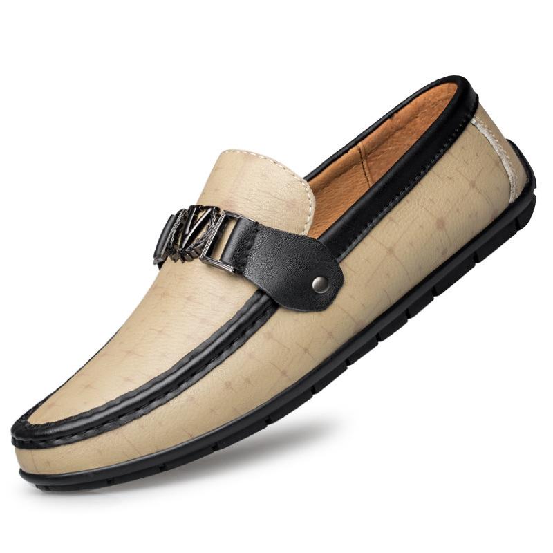 

Мужская обувь большого размера, туфли для вождения из первого слоя коровьей кожи, мягкие мокасины, зеленая повседневная кожаная обувь для мужчин 46 хаки