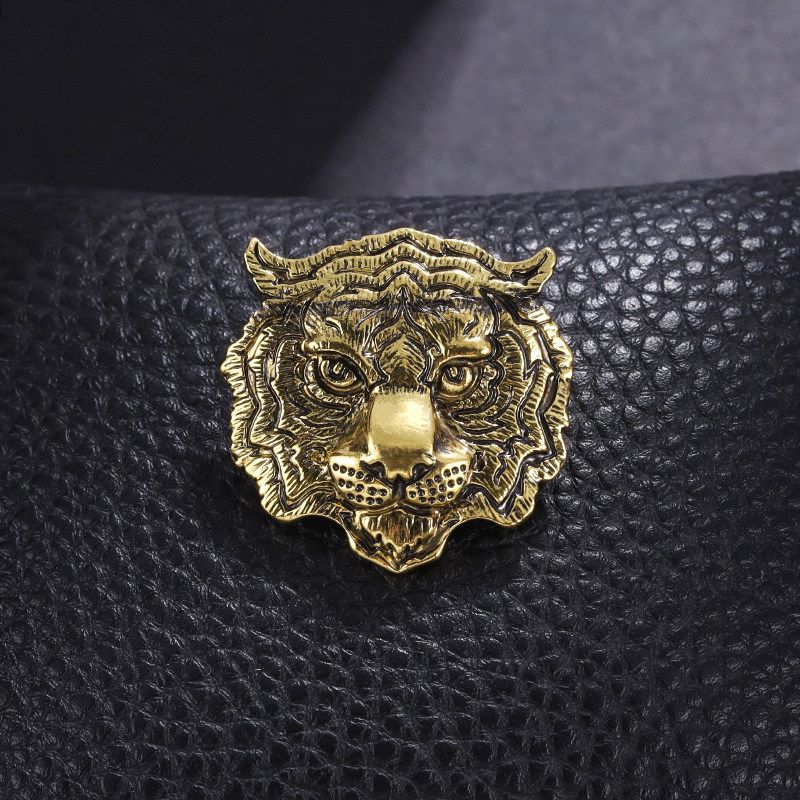

Retro Style Tiger Chinese Dragon Angel Brooch Badge Ancient Gold [Tiger Head]