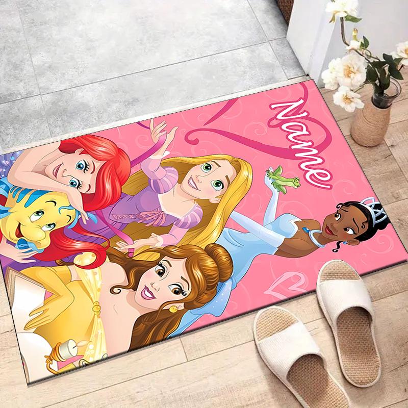 Custom Princess Mat Personalized Name, Polyester Washable Indoor Entryway Rug, Gift for Christmas, Easter, Thanksgiving Day