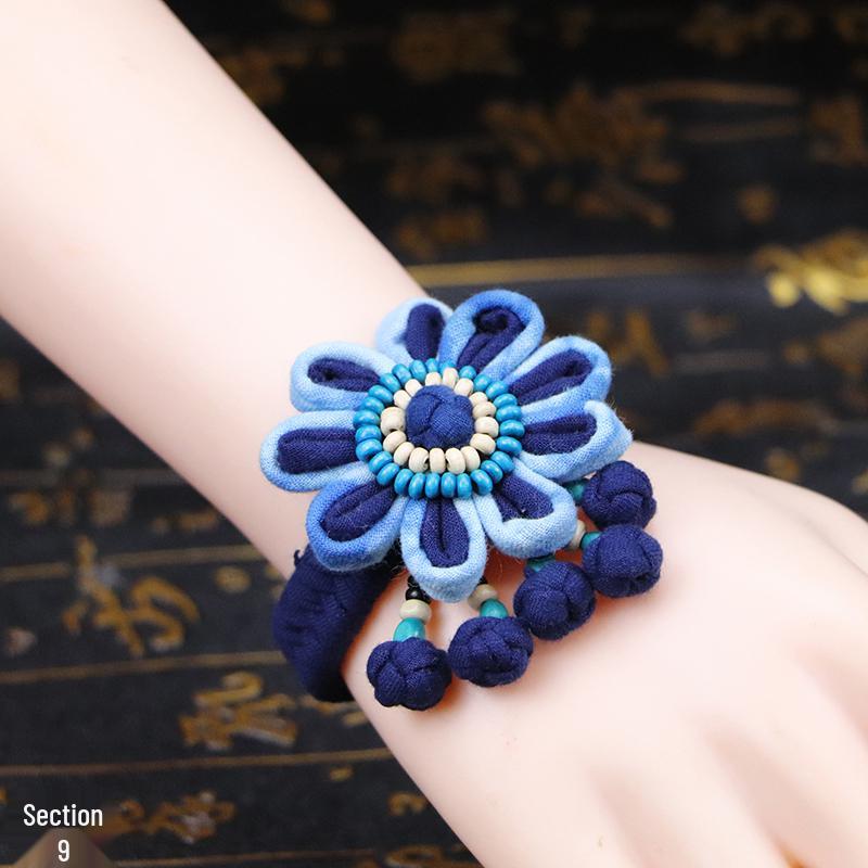 Yunnan Handgefertigtes Indigo Batik Baumwolle Leinen Armband
