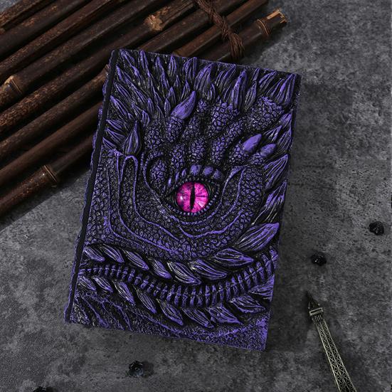 Dragon Eye 3D Embossed Journal Refillable Travel Notepad Vintage Blank Pages Notebook for Sketching Calligraphy