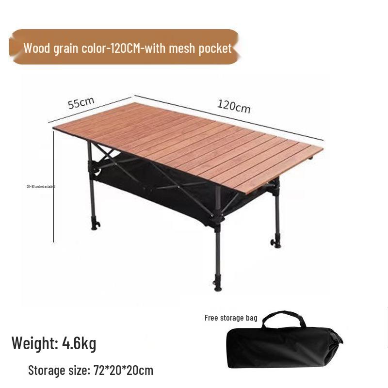Portable Metal Roll-Up Folding Table for Camping, Picnic, and BBQ