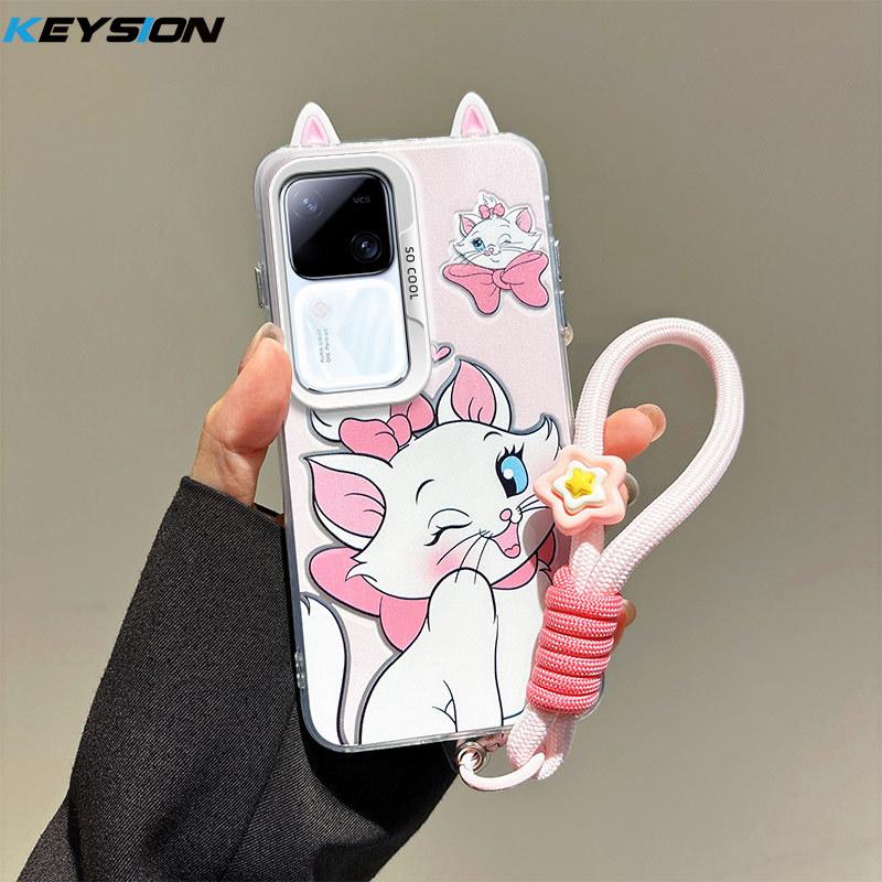 

KEYSION Cute Ear Cartoon Case for VIVO V30 Pro 5G V30 with Lanyard Soft Silicone+PC Shockproof Phone Back Cover for VIVO V30 Pro for VIVO V30 Pro 5G