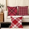 Red Plaid Cushion Cover Soft Plush Fabric Double-Sided Printed Sofa Cushion Cover For All Seasons Home Decor Gift