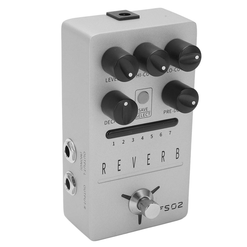 Silver Electric Guitar Effect Pedal Stereophonic 7 Classic Reverberation End Toning Hold Guitar Effect Pedal DC9V