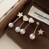 Natural Shell Love Stud Earrings Fashionable Personalized Rear Hanging Pearl Earrings Niche Design Star Earrings