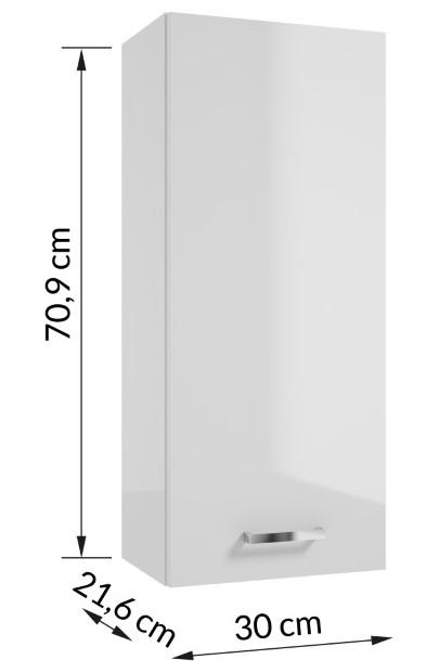 Mea White Gloss Wall-hung Bathroom Cabinet 71x30 Cm