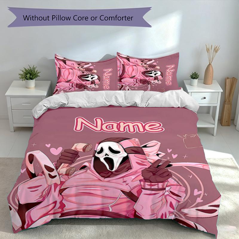 3pcs Custom Name Ghostface Set,Includes 1 Duvet Cover and 2 Pillowcases,All-season Bedroom Decor