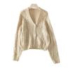 New Autumn and Winter Cardigan Jacket Long Sleeve Button Loose Hook Flower Hollow Sweater for Women