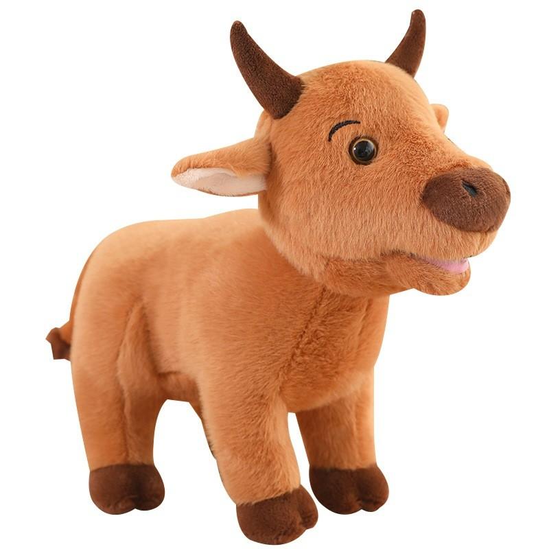 Cow Brown Plush Toy Animal Stuffed Dolls Bedroom Decoration Kids Cute Gifts