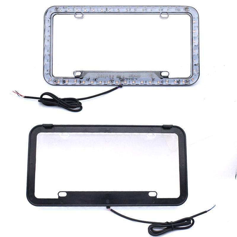 12V Multicolor LED License Plate Frame Acrylic /Canada Tag Cover Holder Auto Truck Vehicle Car Styling Light Holder