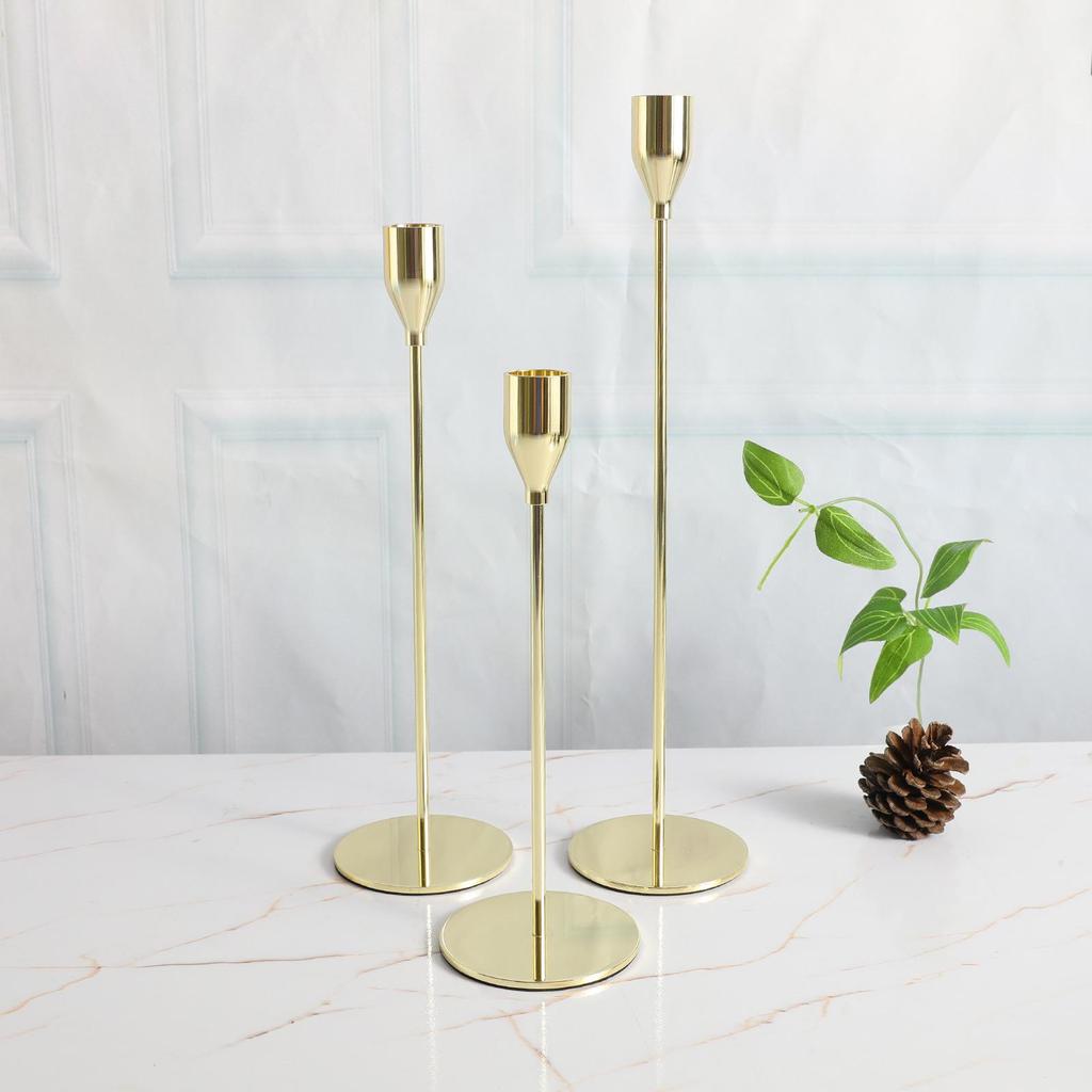 Golden Iron Candlestick Ornament for Romantic Candlelight Dinners - Creative Home Decoration Handicraft