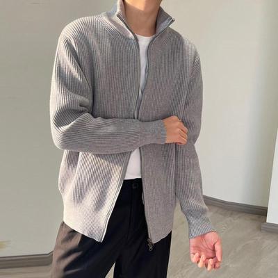 Herren-Strickjacke mit hohem Kragen und Reißverschluss: Modische Freizeitjacke für Frühjahr/Herbst 2024