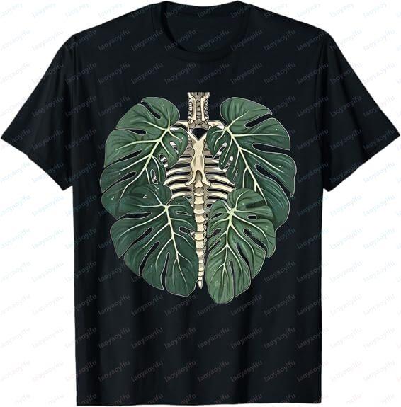 New Product Fun Skeleton Plant Body Framework Gardening Mens and Womens Shortsleeved Roundneck Clothing