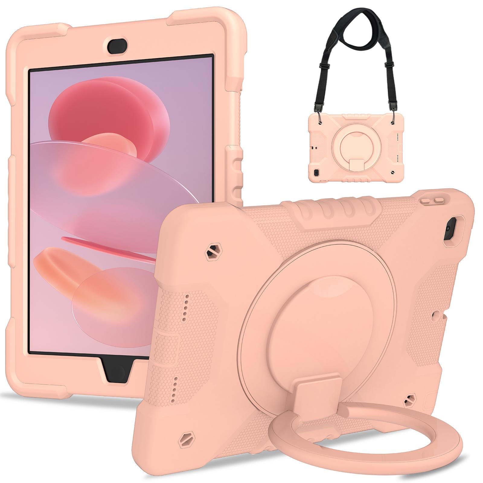 

Armor Stand Case for iPad 9.7 5th 6th 5 6 7 Air1 2 Pro 9.7 2017 2018 PC Silicone Cover With Rotating Handle Grip Shoulder Strap iPad Air1 2-iPad 5 6 розового золота