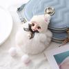 Cute Plush Keychain Imitation Rex Rabbit Fur Ball Keyring Big Eye Doll Pendant  Car Bag Charm