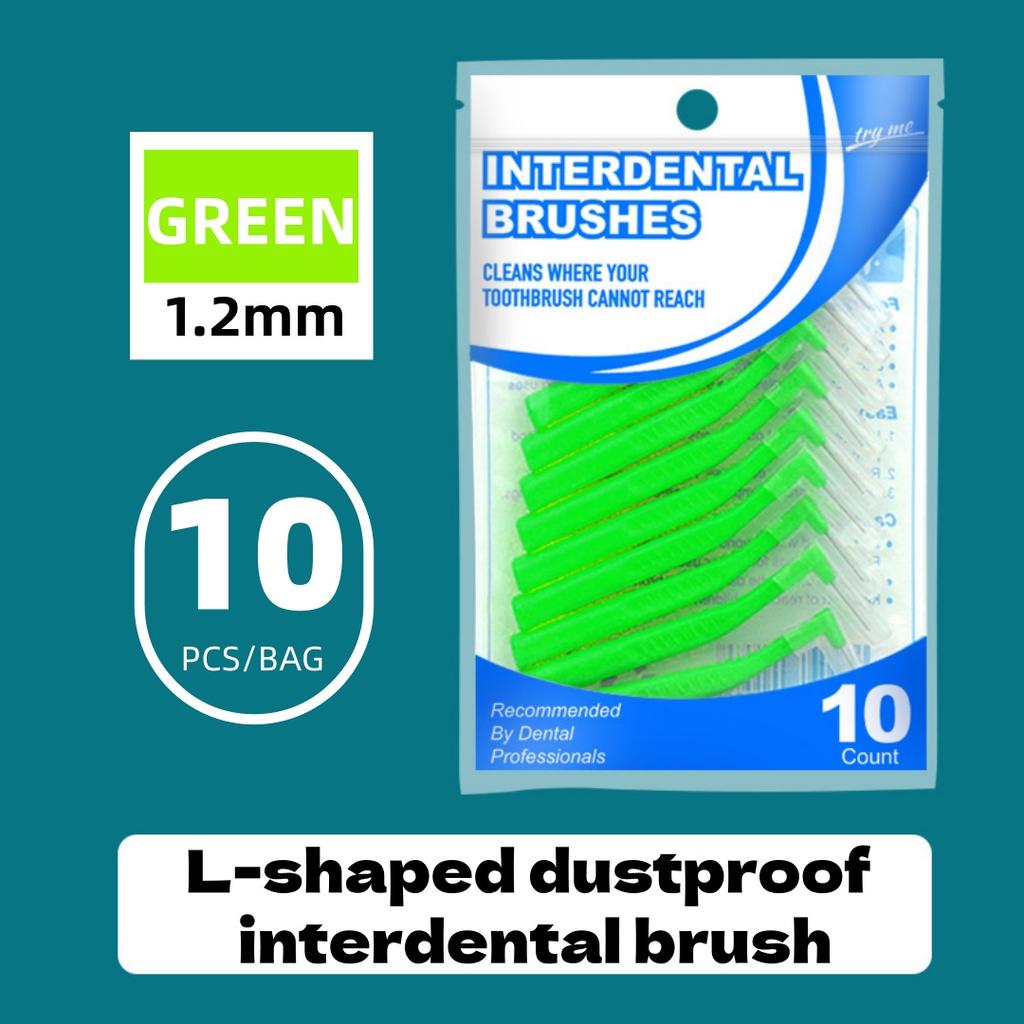 YS00259-10pcs L-shaped Interdental Brushes, Disposable/General-Purpose Packaging for Export