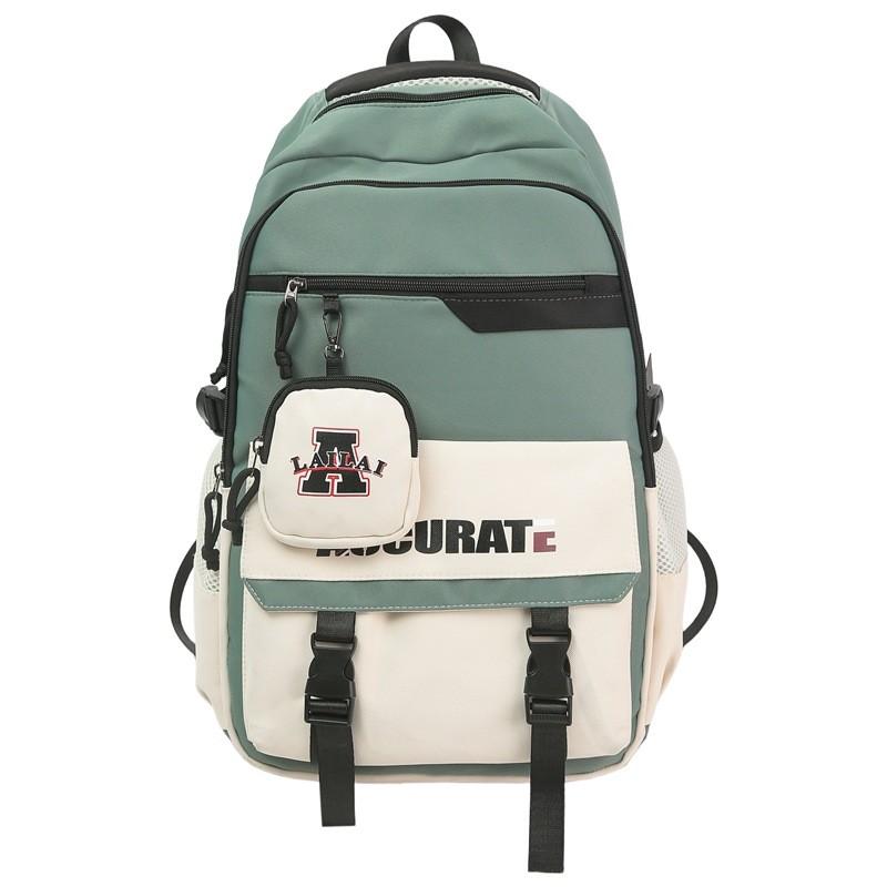 Blocked Fashionable Color Letter Printed Large Capacity Student Backpack