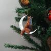 Christmas Tree Decorations Animal Hanging Ornament Sitting On The Moon Animal Pendants Car Rearview Mirror Hanging Ornaments