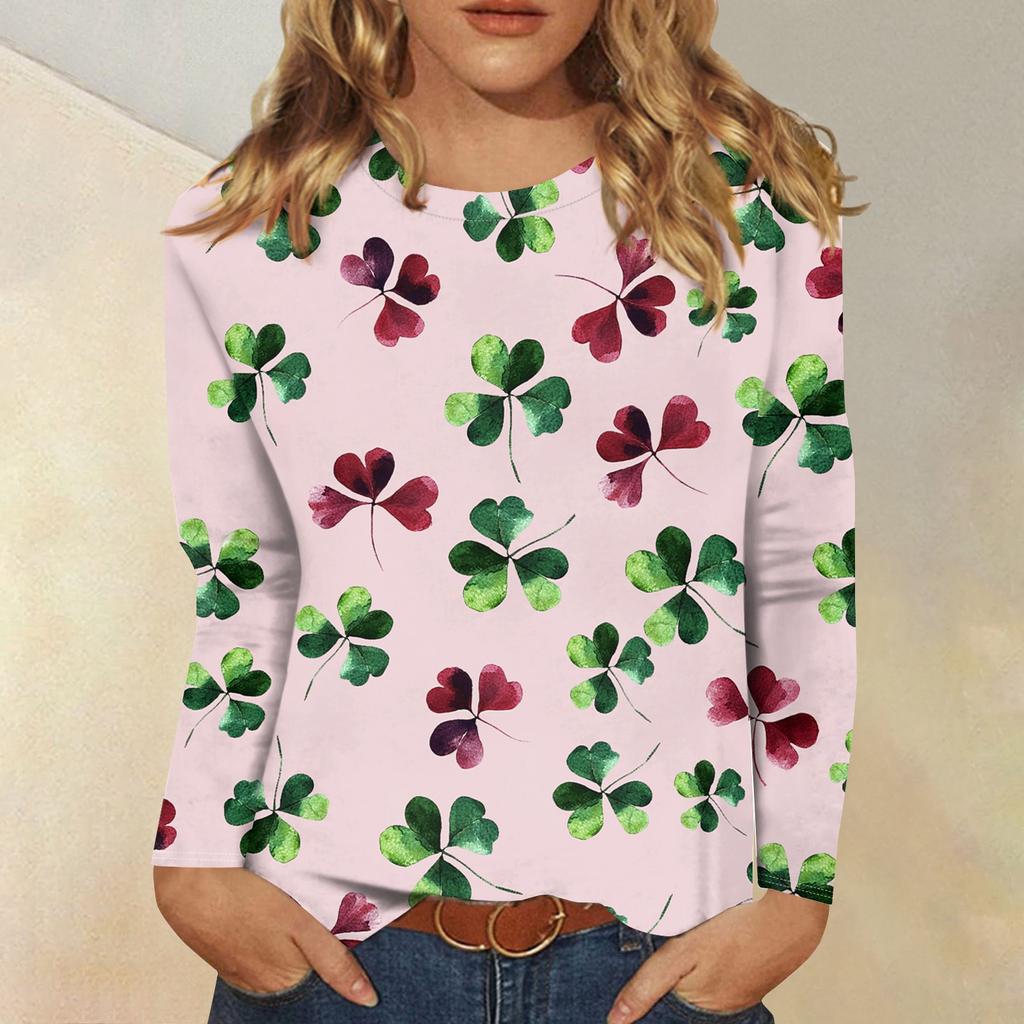 Košile s dlouhým rukávem pro ženy Roztomilý potisk Grafika Trička Halenky Neformální Velká velikost Základní topy Pulovr Vánoce