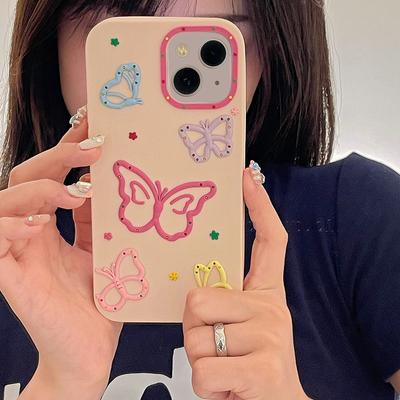 Nette Cartoon 3d Hohl Schmetterling Silikon Telefon Fall Für Iphone 14 13 12 Pro Max 11 Ins Korea Schöne stoßfest Soft Cover Funda