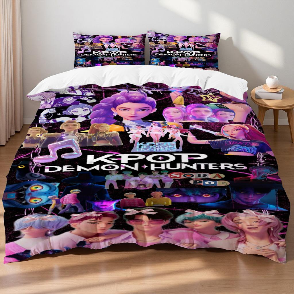 KPOP Lovci démonů Ložní souprava Queen King Size EU Jednolůžko Přikrývka Povlak na přikrývku Sady s povlaky na polštáře Pro dívky K narozeninám