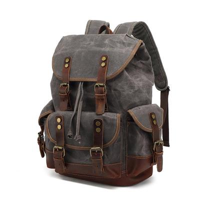 Unisex Wasserdichter Rucksack aus gewachster Leinwand für Outdoor-Sport und Laptops
