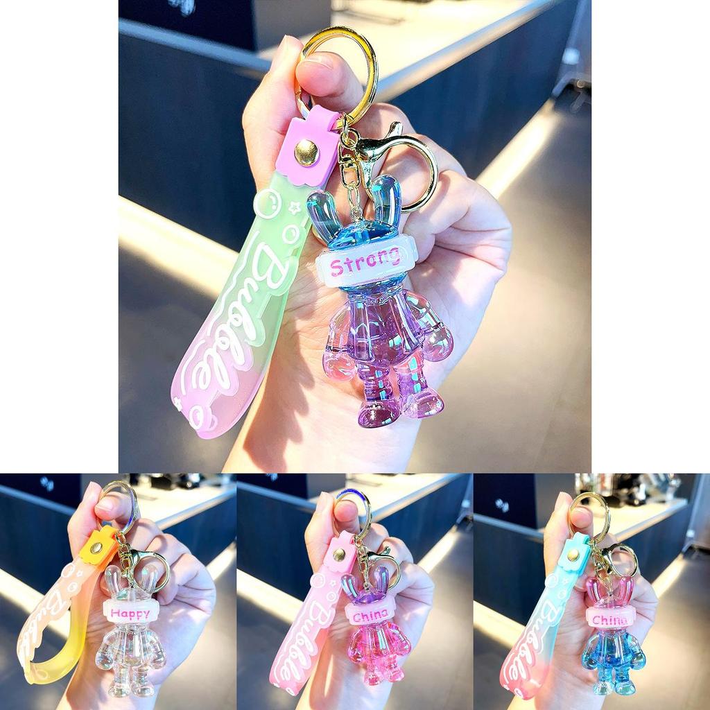 Colorful Glowing Rabbit Keychain Stylish Acrylic Cartoon Accessory For Bags And Keys