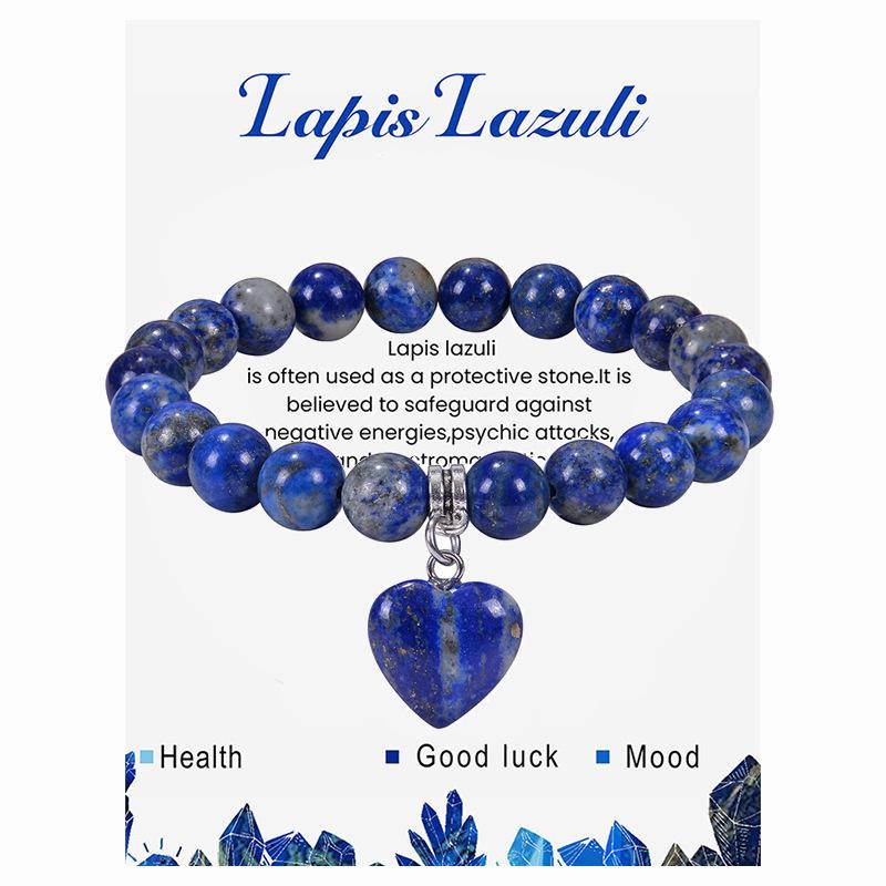 Natural Stone Beaded Bracelets With Card 8mm Apatite Amethysts Carnelian Tiger Eye Stone Stretch Bracelets For Women Men