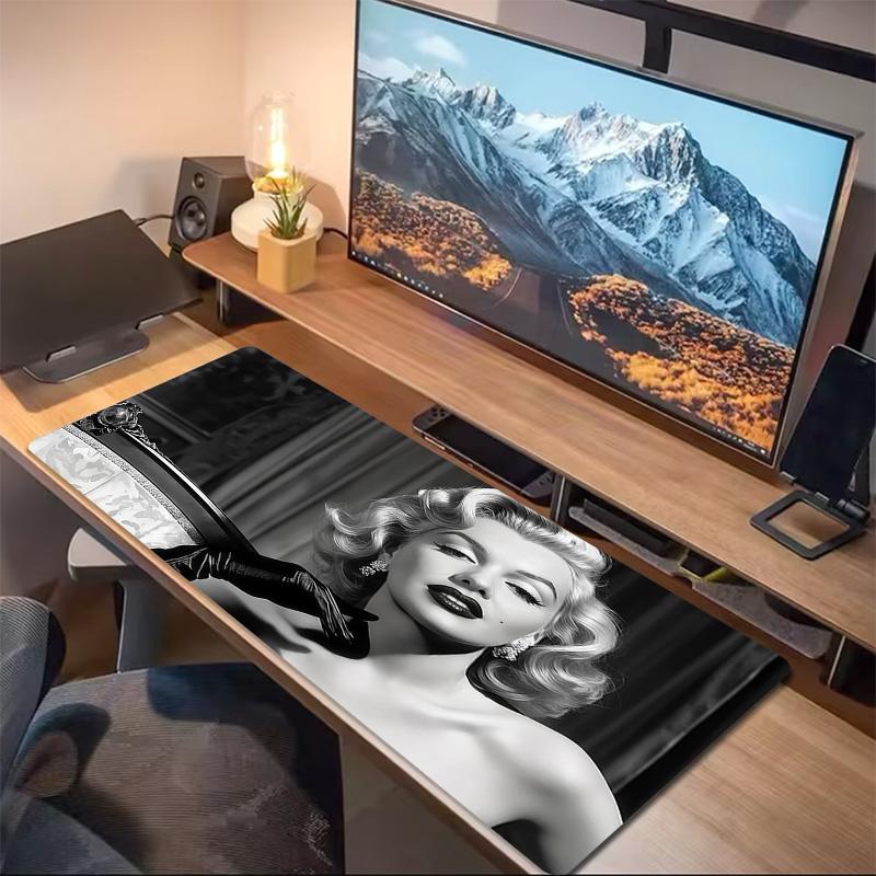 Marilyn Monroe Print Cushion Non-slip Laptop Tablet Big Mousepad XXL Mat Mini PC Playmat With Lock edge