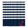 Nautical Striped Shower Curtain Navy Anchor Bathroom Curtain Polyester Fabric Waterproof Shower Curtain Set With Hook