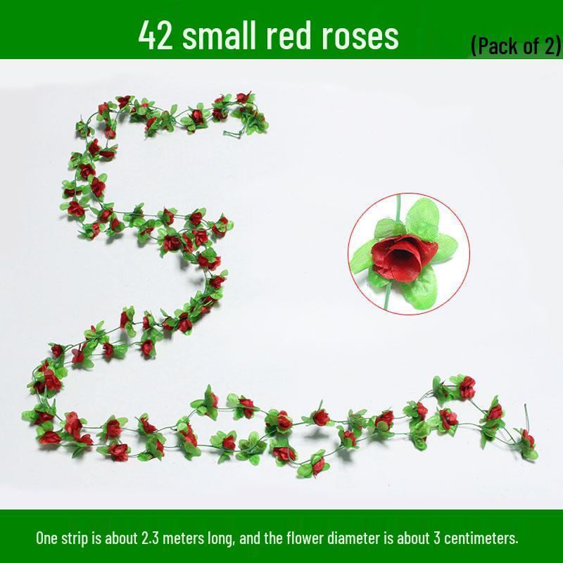 Artificial Rose & Green Leaf Vine for AC Decoration