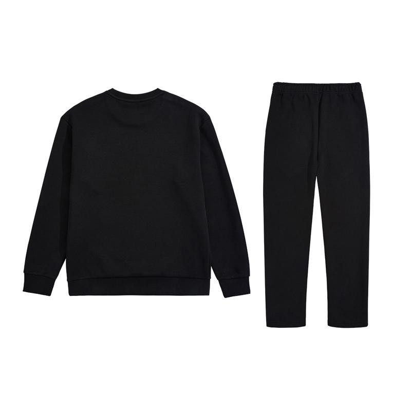 Li Ning Solid Color Loose Fit Round Neck Drop Shoulder Pullover Long Sleeve Top And Mid Waist Elastic Pants Casual Sports Set Unisex Sets AWEU037-1