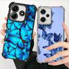 Blue Butterfly Aesthetics Plating Phone Case For Xiaomi Redmi Note 14 15 Pro Plus 13 12 11 11S 11T 10 9S 9 5G Anti-Fall Airabag