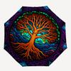 Enchanted Tree of Life Stained Window PanelUmbrella, Portable 3-Fold Compact Umbrella for Men & Women Gift