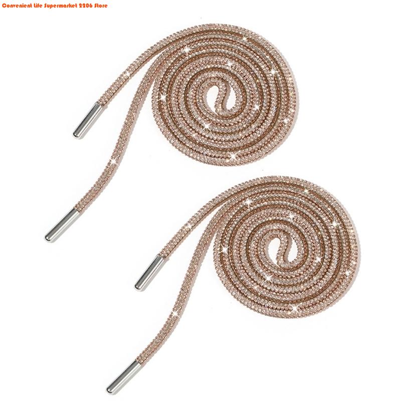 2Pcs Rhinestones Shoelaces 140cm Glitter Round Laces Shining Crystal Shoe Lace Strings Drawstring Cords Replacement
