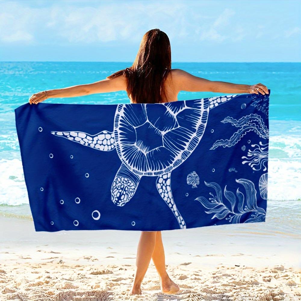 Sea Turtle Print Microfiber Beach Towel Absorbent Quick Dry Sandproof Lightweight Towel for Adult Ideal for Swimming Pool Travel