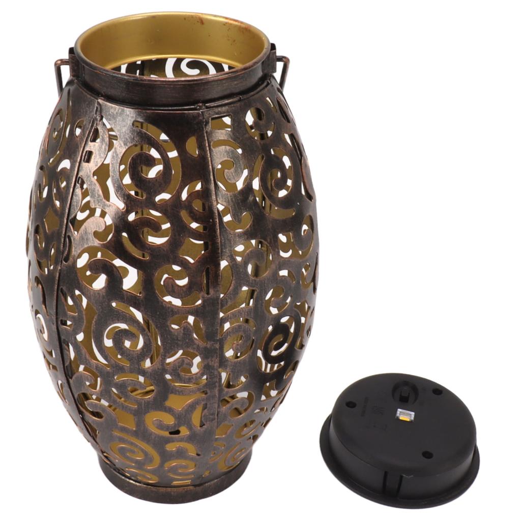 Outdoor Solar Lantern Elliptical Auspicious Clouds Pattern LED Solar Lamp with Handle for Garden Courtyard Decoration