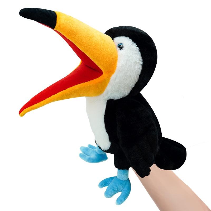 

New Cross-border Bird Animal Hand Puppet Large Beak Parrot Toy For Soothing Kids Wholesale Eagle Doll Hornbill