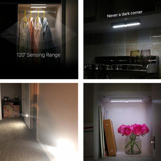 3Pcs RV Step Light Motion Sensor 10 LED Battery Operated Motorhome Trailers Camping Car Motion Activated Magnetic Night Lamp Strip