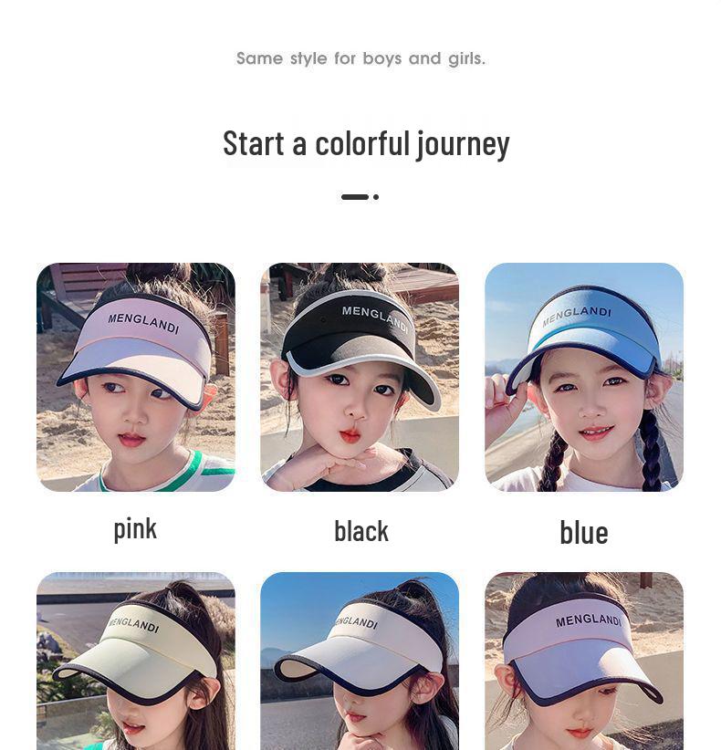 Kids' UV-Protection Ponytail Sun Visor - Boys' and Girls' Fashionable Topless Summer Hat