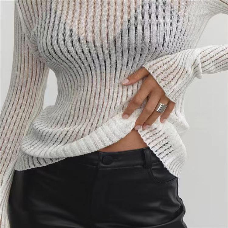 2023 Spring/Summer Long Sleeve Round Neck Breathable Knit Wool Top
