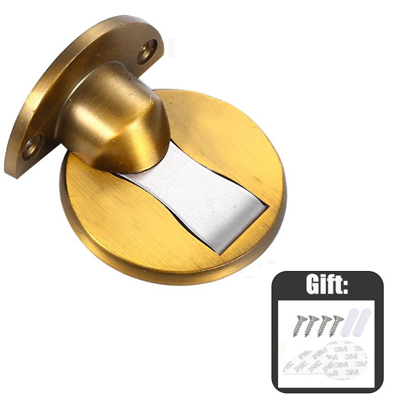 ZIShan Punch-free Invisible Strong Magnetic Floor Touch Anti-collision Zinc Alloy Punch-free Door Buckle Windproof Door Stopper for Home 1PCS