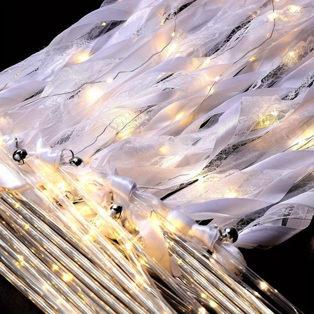 5PCS Glow Flash LED Light Up Fairy Sticks Floating Ribbon Wand Photo Prop  Party Favors