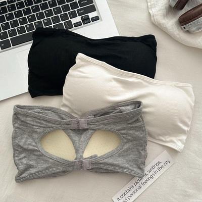 Trägerloser Schöner Rücken Bandeau-BH: Ohne Bügel, geraffte Passform für kleine Brust, Anti-Expositions-Design