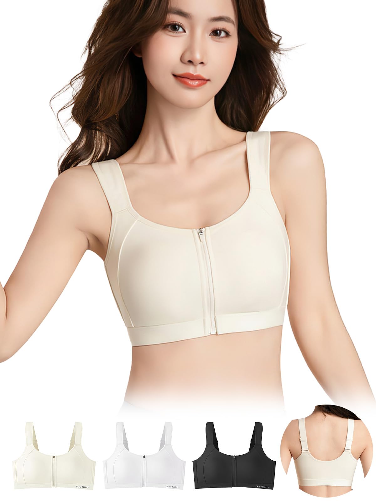

Bra Zipper for Instant Thin Fits Corrects Sagging Seamless Stable High Front Flattens Japanese Style Gentle on Wireless [veimia] Breast-Slimming серый