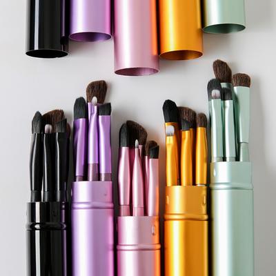 Juego de 5 brochas de maquillaje de ojos portátiles, sombra de ojos, delineador de ojos, cepillo para cejas