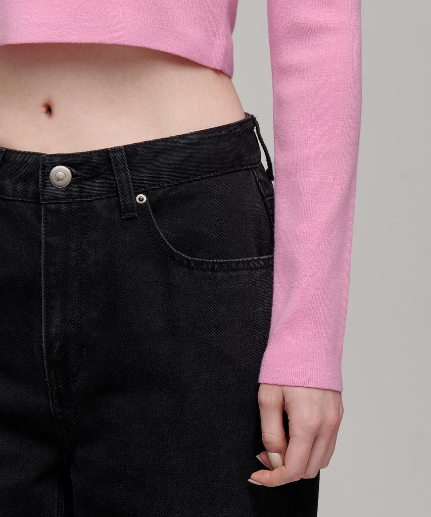 MUSINSA STANDARD WOMAN Women'S Slim Crop Mock Neck Knit [Pink]