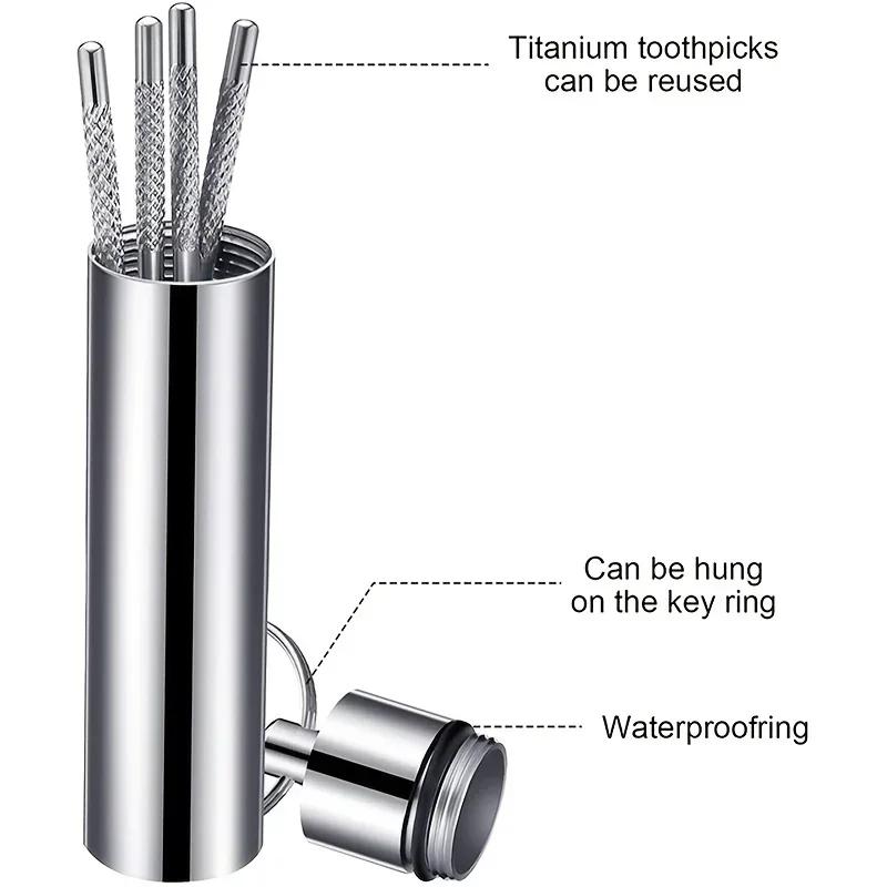 Portable Stainless Steel Toothpick & Floss Pick Set - Reusable Tartar Removal Tool for Travel Oral Care,  Dental Hygiene Kit