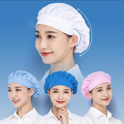 Breathable Cotton Chef Work Cap, Adjustable Dustproof Anti Hair Loss Food Service Hat, Multiple Styles Kitchen Catering Factory Hair Cover